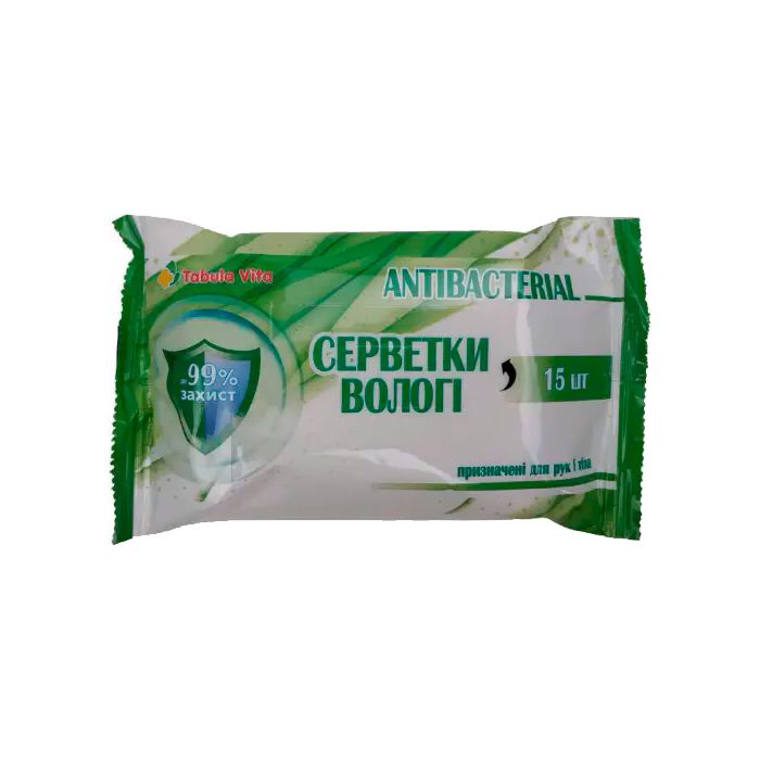 Серветки вологі Tabula Vita антибактеріальні, 15 шт.