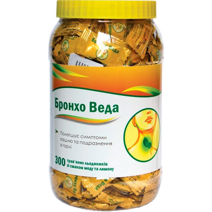 Бронхо Веда зі смаком меду та лимону льодяники №300