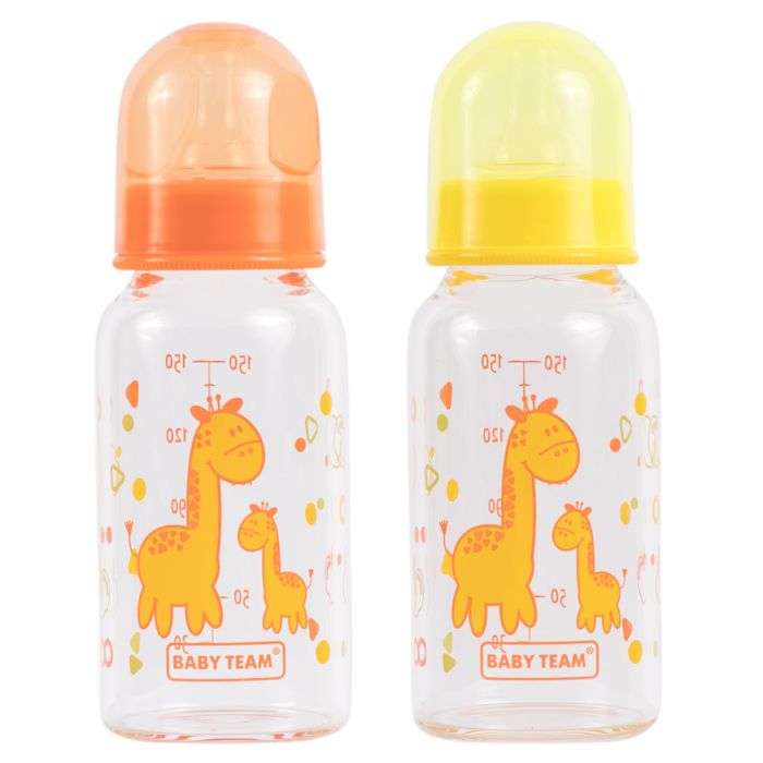 Пляшечка для годування скляна Baby Team (1200) 150 мл - фото №1 Пляшечка для годування скляна Baby Team (1200) 150 мл