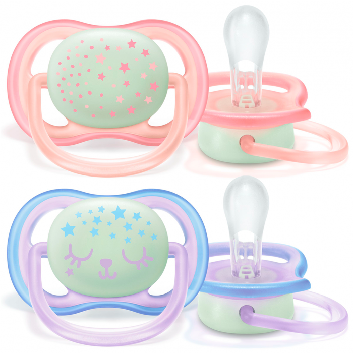 Пустушка Avent нічна 0-6 міс. для дівчаток 2 шт