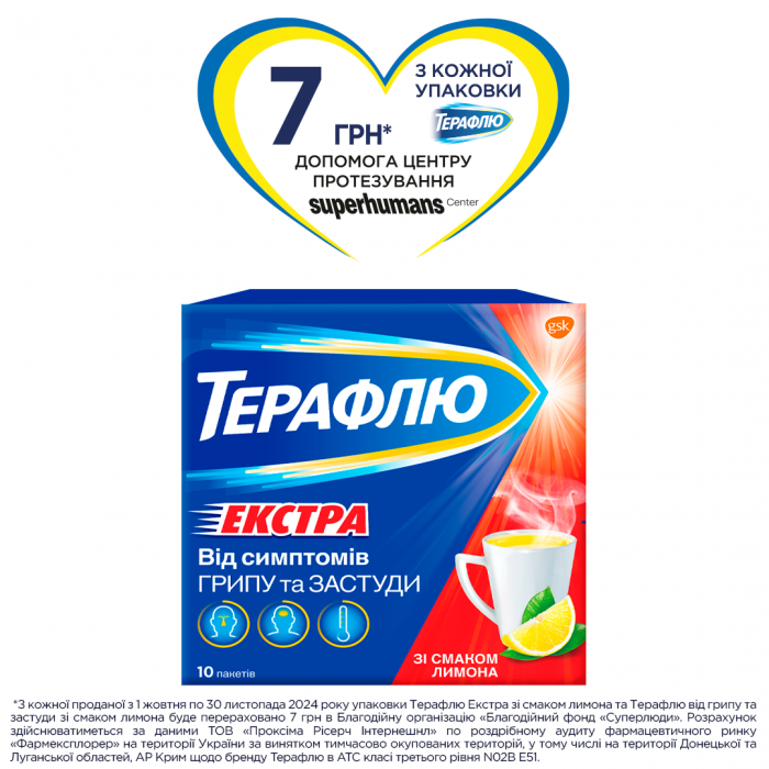 ТераФлю Екстра зі смаком лимону пакетики №10