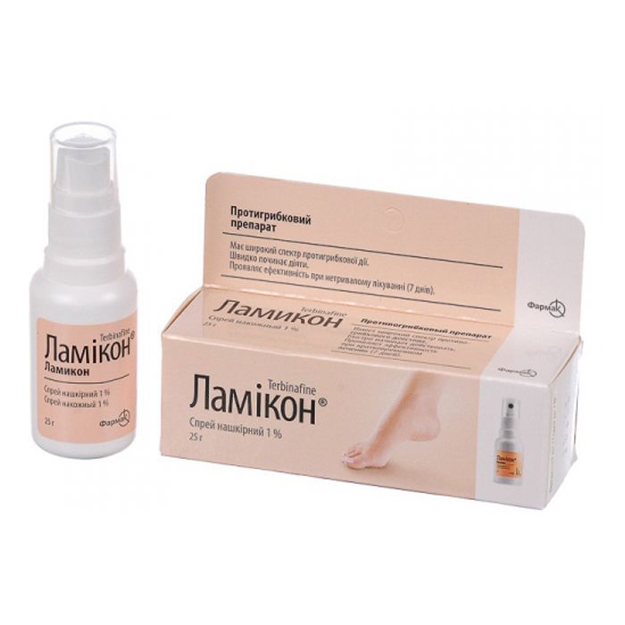 Ламікон 1% спрей 25 г - фото №1 Ламікон 1% спрей 25 г