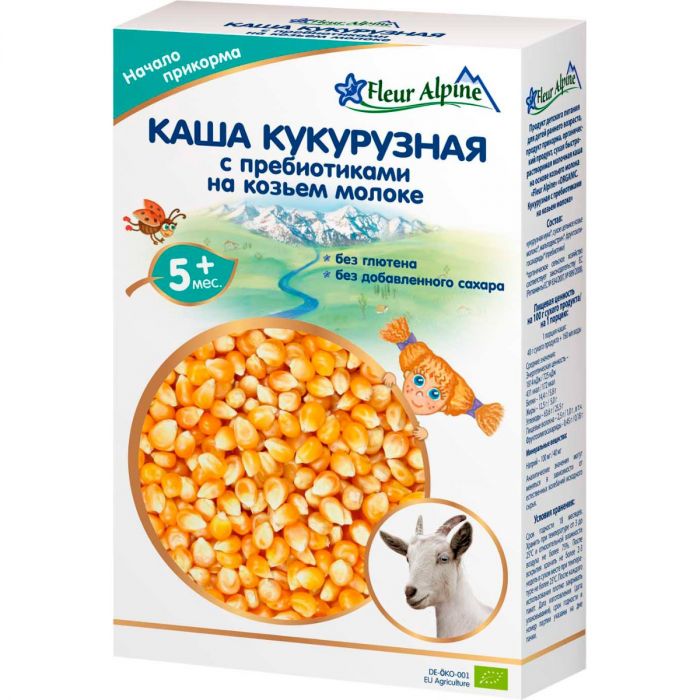 Каша Fleur Alpine Organic на козячому молоці кукурудзяна з пребіотиками, 200 г