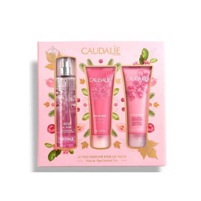 Набір Caudalie (Кодалі) Rose de Vigne (Вода енергетична 50 мл + Гель для душу 50 мл + Крем для тіла живильний 50 мл)