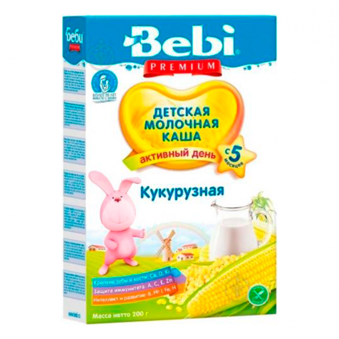 Каша Bebi Premium молочна кукурудзяна з 5 місяців 200 г