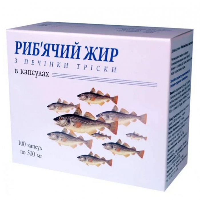 Риб'ячий жир з печінки тріски 500 г капсули №100