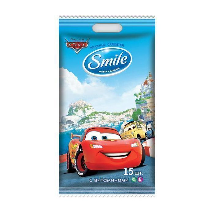 Серветки вологі Smile Тачки і Літаки №15 шт - фото №1 Серветки вологі Smile Тачки і Літаки №15 шт