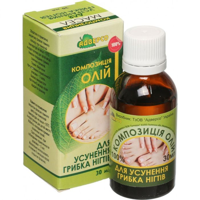 Композиція ефірних олій Адверсо Для усунення грибка нігтів, 30 мл - фото №1 Композиція ефірних олій Адверсо Для усунення грибка нігтів, 30 мл