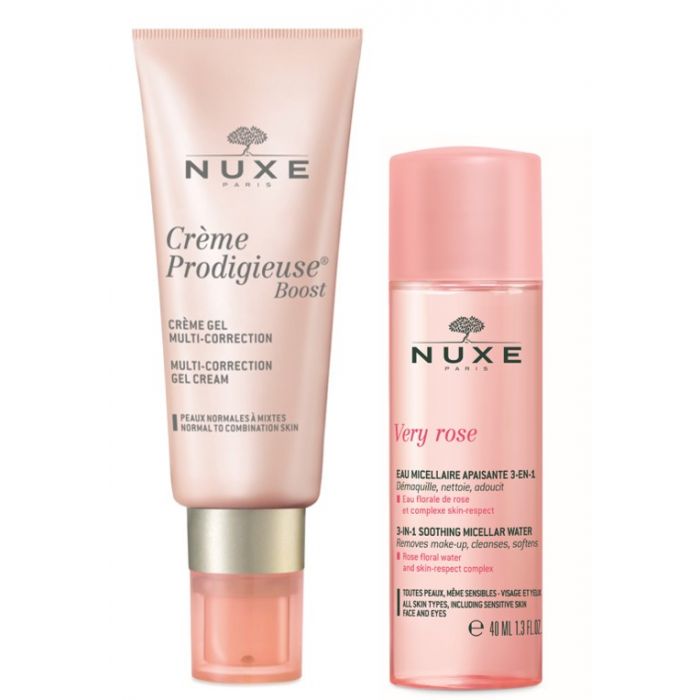 Набір (Крем-гель Nuxe Чудовий Boost для шкіри обличчя 40 мл + Вода Nuxe Very Rose міцелярна 40 мл) 