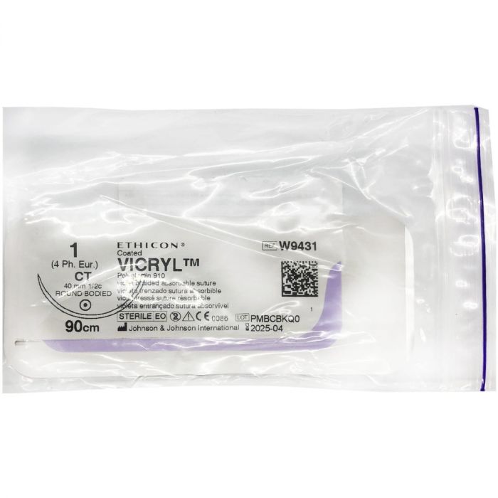 Шовний матеріал Вікрил (Vicryl) 1 Уніфарм (Unipharm) колюча без голки 90 см 40 мм