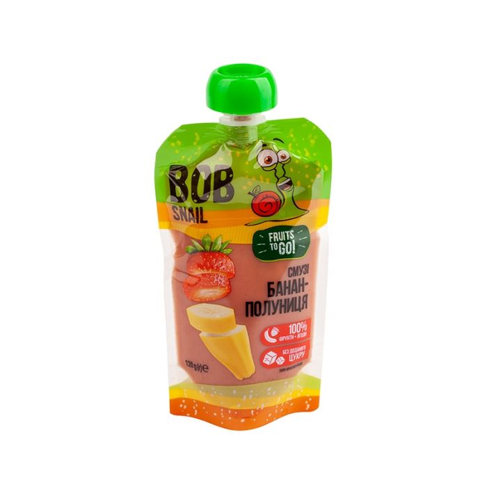 Пюре-смузі Bob Snail (Равлик Боб) банан-полуниця 120 г