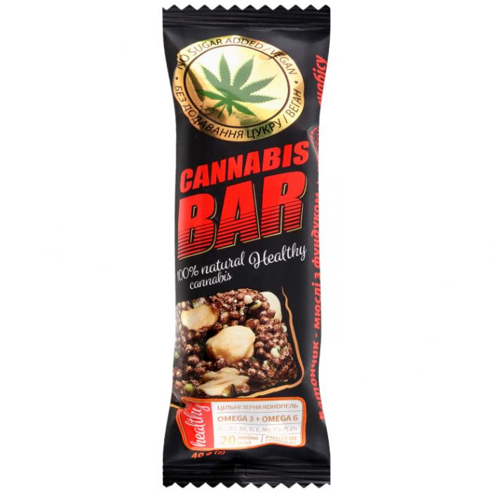 Батончик-мюслі Cannabis Bar з фундуком + насіння канабісу, 40 г