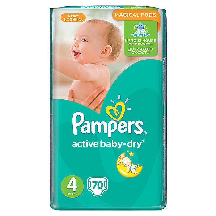 Підгузки Pampers Active Baby Maxi р.4 (8-14 кг) (Джамбо) 70 шт