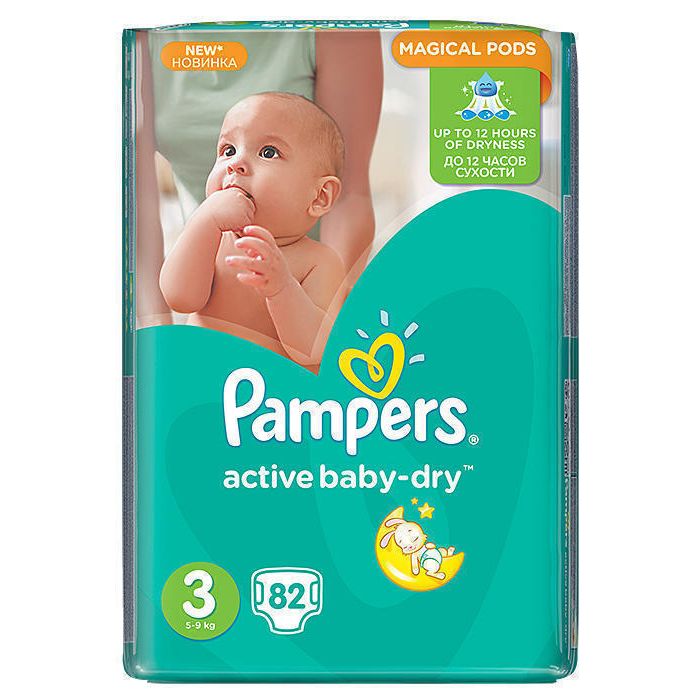 Підгузки Pampers Active Baby Midi р.3 (5-9 кг) (Джамбо) 82 шт
