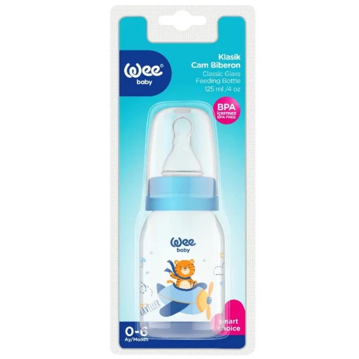 Пляшечка Wee Baby (Ві Бейбі) скляна для годування 125 мл, соска №1 (колір в асортименті)