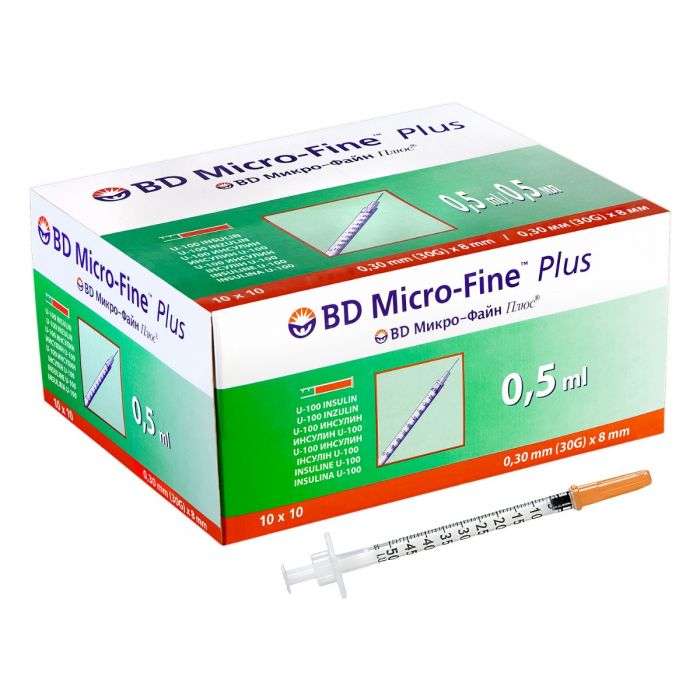 Шприц інсуліновий BD Micro Fine Plus 0,5 мл U-100 G-30