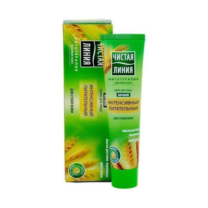 Крем Чиста лінія нічний живильний для сухої шкіри екстракт зародків пшениці, алое вера 40 мл
