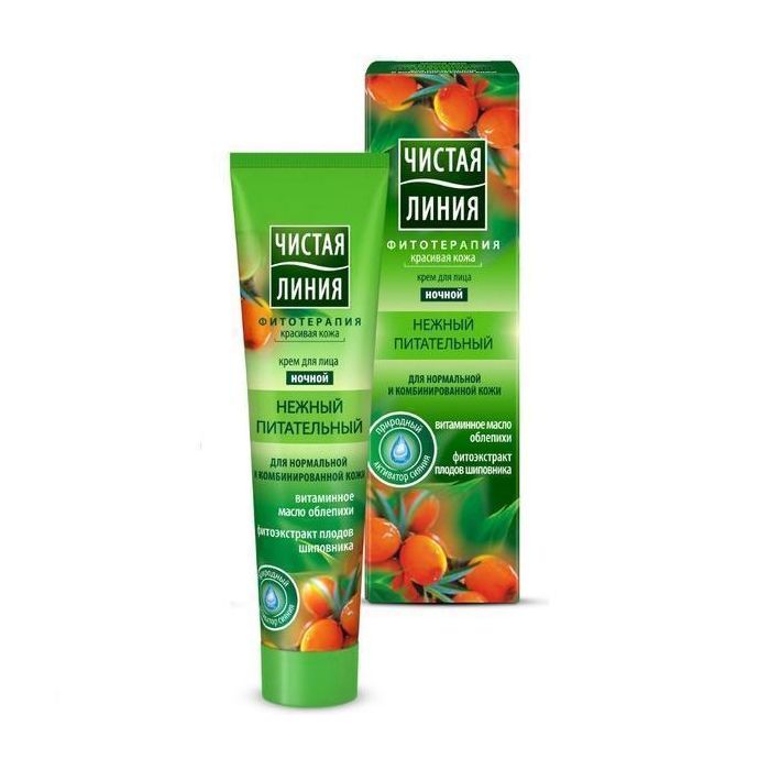 Крем Чиста лінія нічний живильний для нормальної комбінованної шкіри облепиха шипшини 40 мл