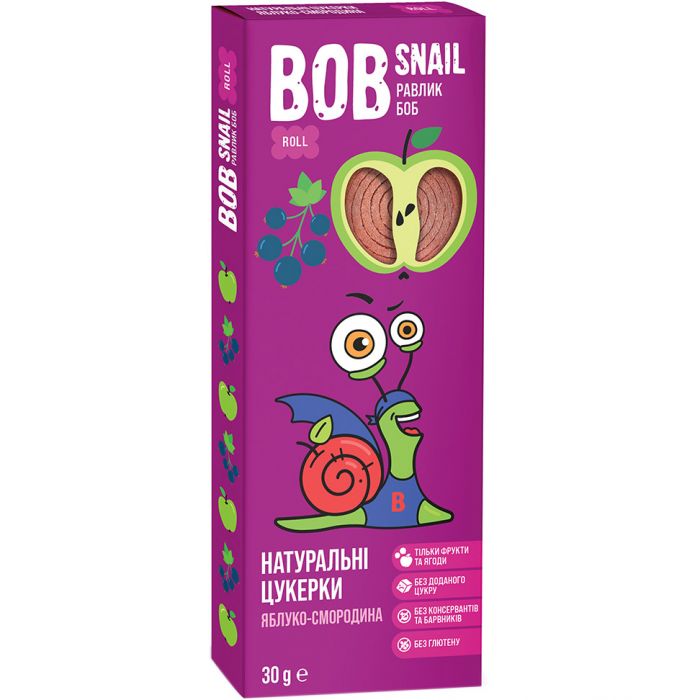 Цукерки Bob Snail (Равлик Боб) яблуко-чорна смородина 30 г - фото №1 Цукерки Bob Snail (Равлик Боб) яблуко-чорна смородина 30 г