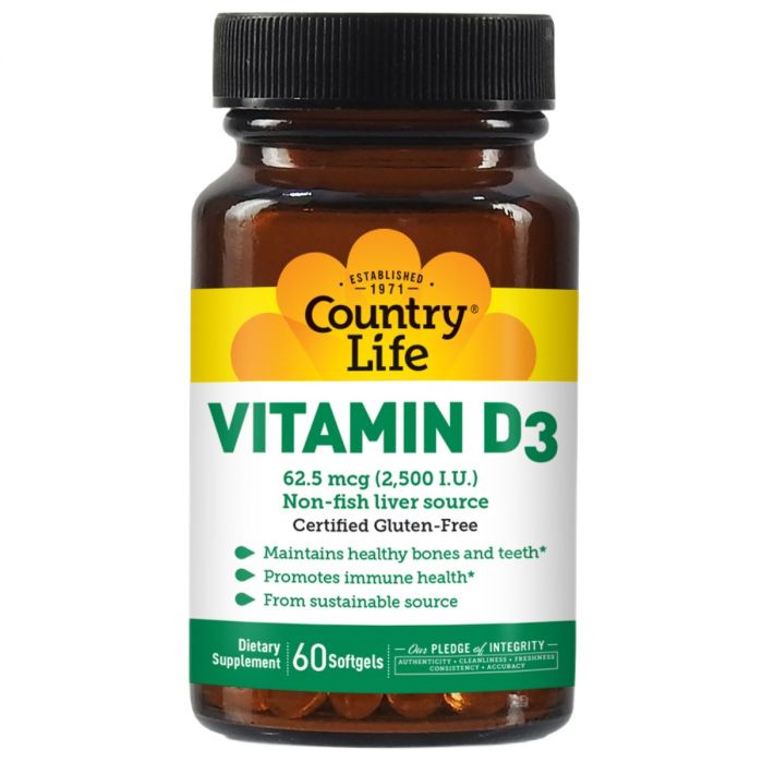 Вітаміни Country Life вітамін D3 2500 МО капсули №60 