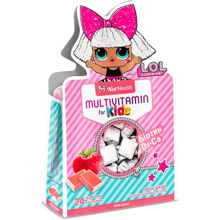 Мультивітаміни Nathealth для дітей жувальні пастилки зі смаком полуниці №24