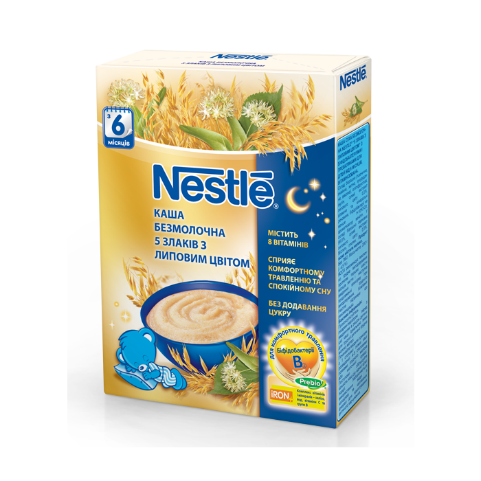 Каша Nestle безмолочна 5 злаків з липовим цвітом (від 6 місяців) 200 г