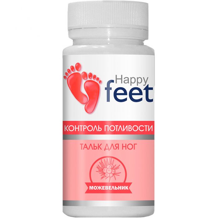 Тальк для ніг Happy Feet Контроль пітливості ялівець, 50 г