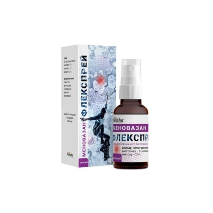 Меновазан флекспрей розчин для зовнішнього застосування 50 мл - фото №1 Меновазан флекспрей розчин для зовнішнього застосування 50 мл