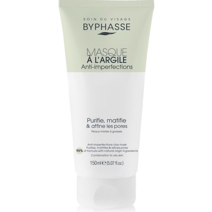 Маска Byphasse (Біфас) для обличчя глиняна проти недоліків для комбінованої та масної шкіри 150 мл