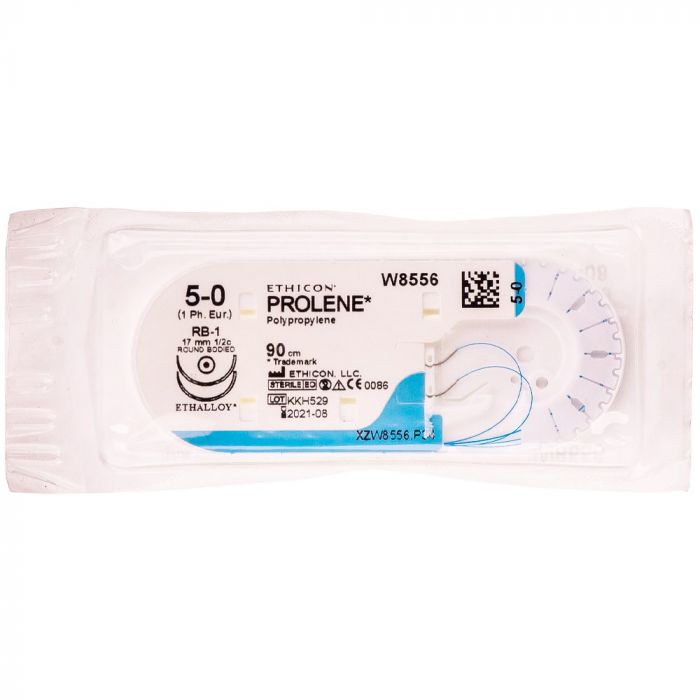 Шовний матеріал Пролен 5-0 колючі II-голки 17 мм 90 см W8556