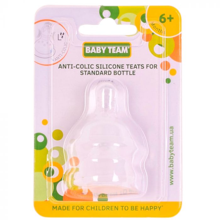 Соска от 6+ місяців силіконова класична 2 шт (швидкий потік) Baby Team (2004)