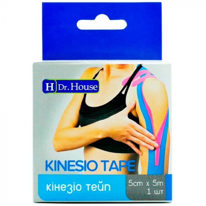 Пластир H Dr. House Кінезіо тейп  5 см х 5 м (блакитний) №1