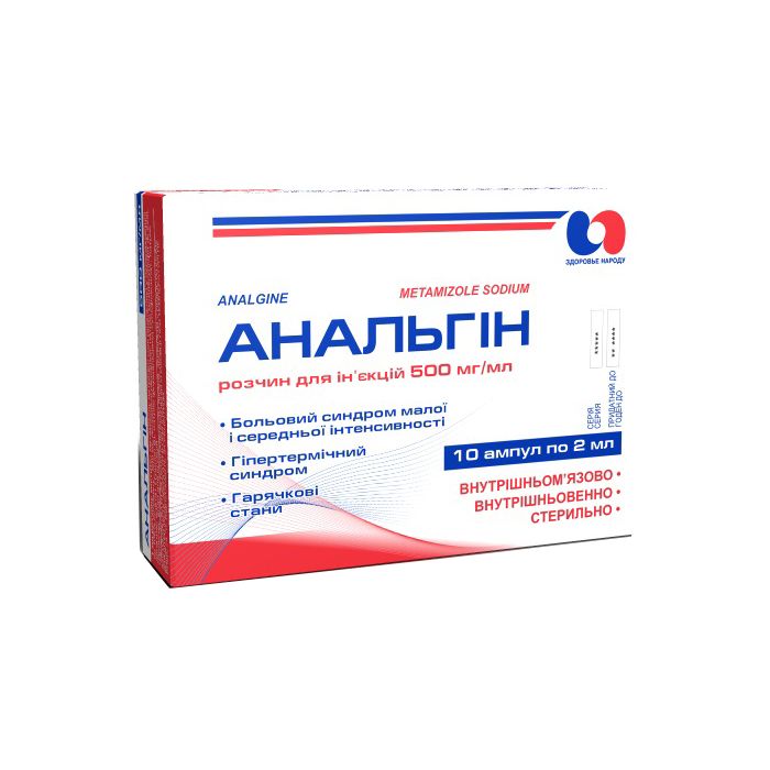 Анальгин раствор 500 мг/мл ампулы 2 мл №10