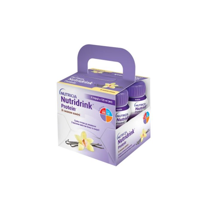 Харчовий продукт д/спец. мед. цілей: ентеральне харчування Нутрідрінк Протеїн зі смаком ванілі 4х125 мл