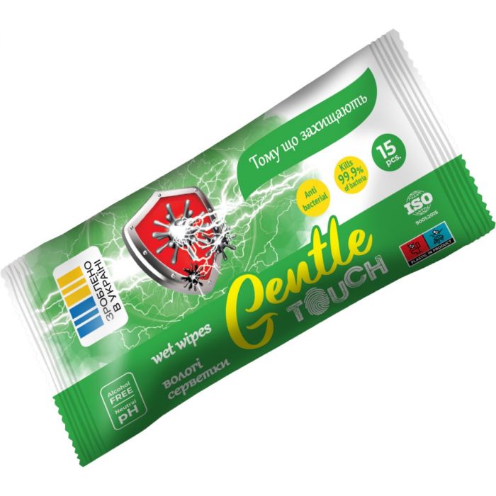 Серветки вологі Gentle touch (Джентл тач) антибактеріальні №15