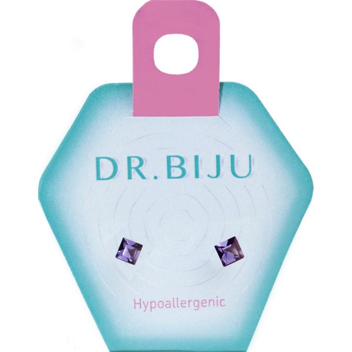 Сережки-голки Dr.Biju Квадрат 4,0 мм Танзаніт, дитячі, 1 пара