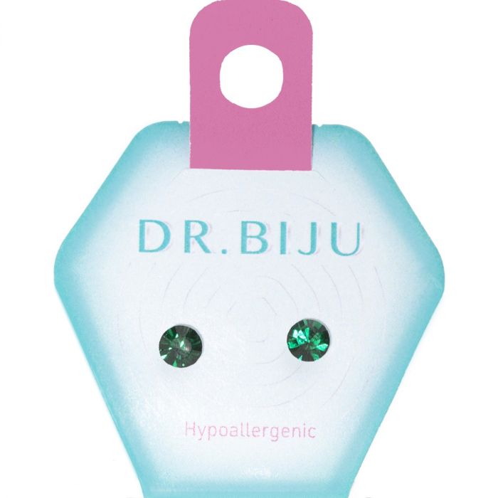 Сережки-голки Dr.Biju Сіріус 5.3 мм Емеральд, дитячі, 1 пара