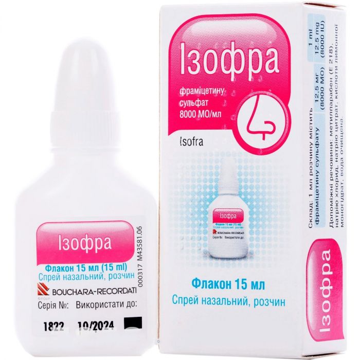 Ізофра спрей для носа 15 мл - фото №1 Ізофра спрей для носа 15 мл
