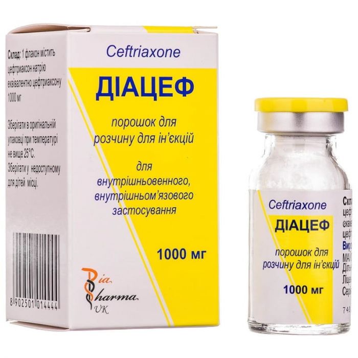 Діацеф порошок для розчину для инъекций 1000 мг №1