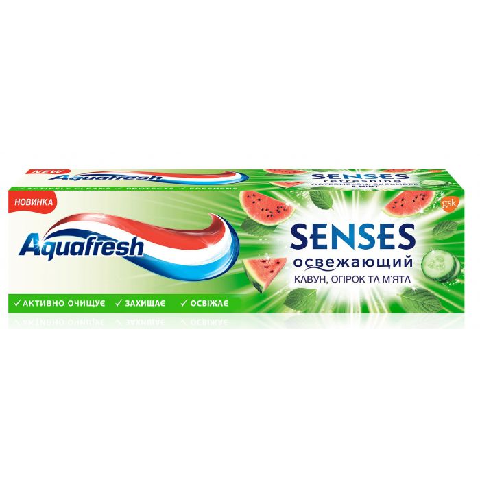Зубна паста Aquafresh Senses (огірок, кавун, м'ята) 75 мл