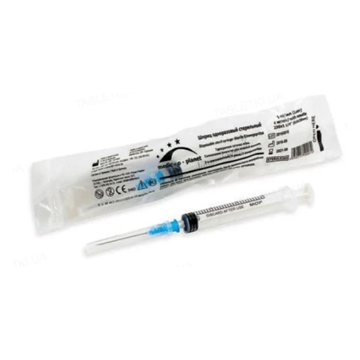 Шприц тип Luer 3-х компонентний з голкою 0,8х40 10 мл