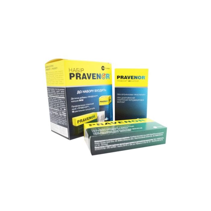 Правенор Набір (Правенор супозиторії ректальні №10 + Правенор капсули №30)
