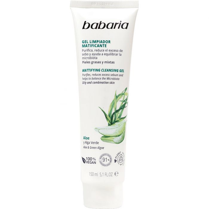 Гель Babaria (Бабарія) очищувальний, матуючий Алое та Зелені водорості для обличчя 150 мл