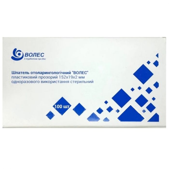 Шпатель отоларингологічний Волес прозорий пластик стерильний №100 