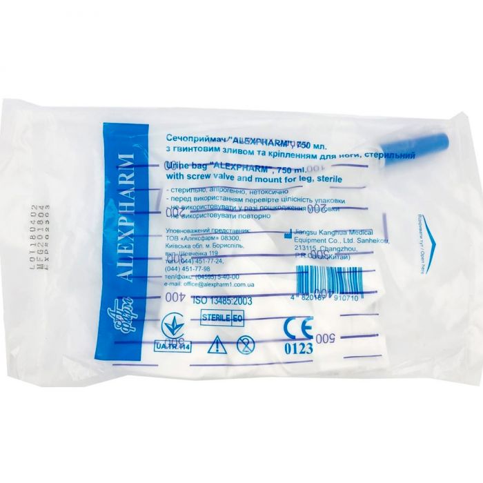 Сечоприймач Alexpharm з гвинтовим зливом та кріпленням для ноги, 750 мл, 1 шт.