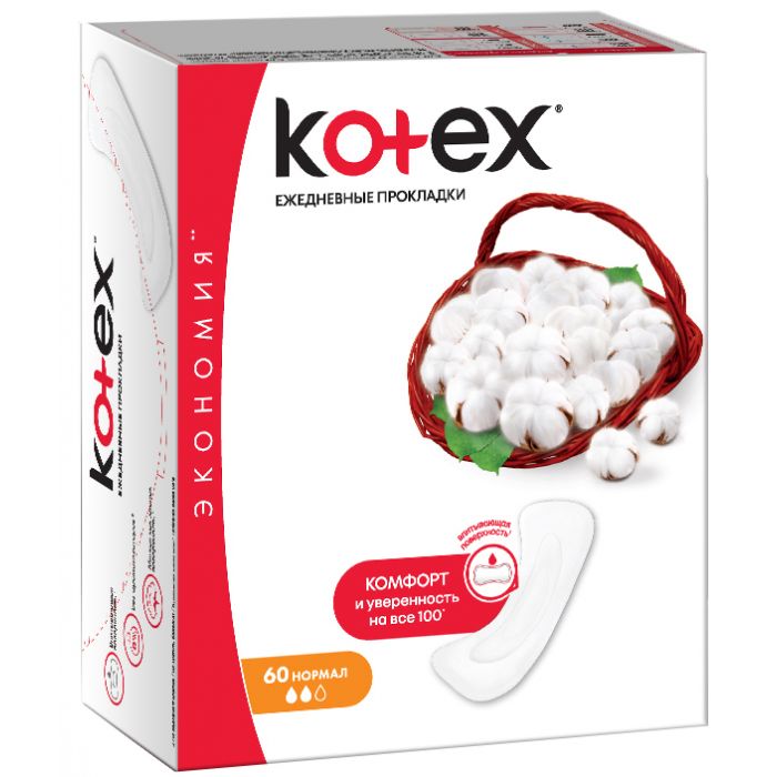 Прокладки Kotex Normal 60 шт (щоденні) - фото №1 Прокладки Kotex Normal 60 шт (щоденні)