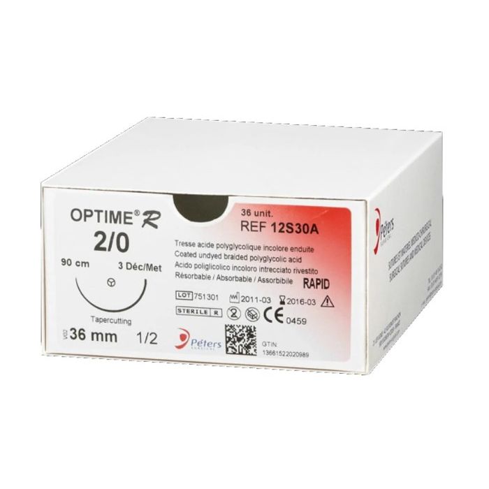 Шовний матеріал Optime (Оптайм) Рапід 2-0 (1/2 кола) колюче-ріжуча голка 36 мм 90 см