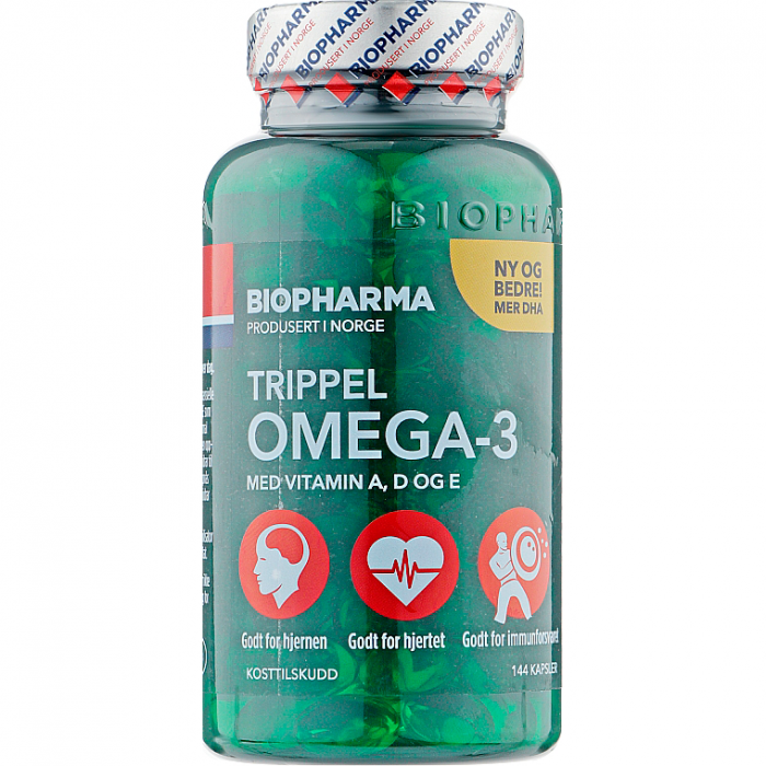 Концентрат Biopharma Tripple Omega-3 із вітамінами A, D, E преміум клас капсули №144