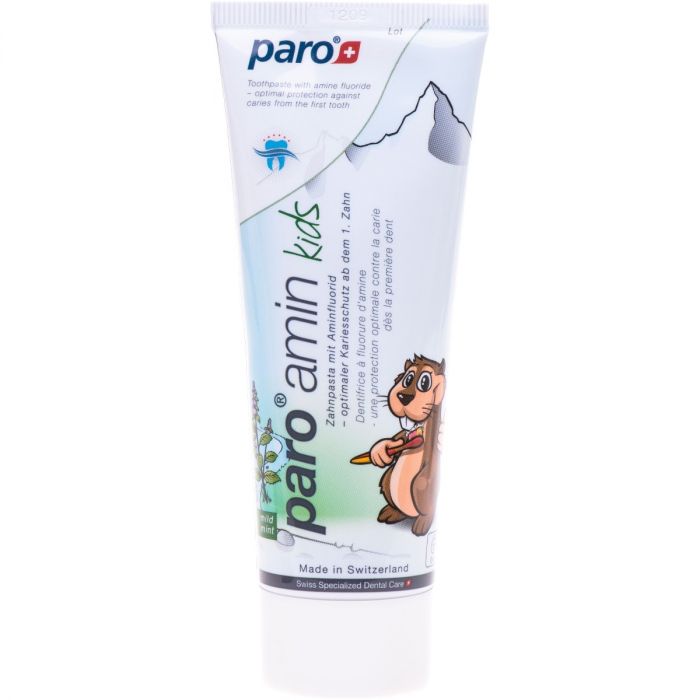 Зубна паста Paro Swiss amin kids на основі амінофториду, 75 мл