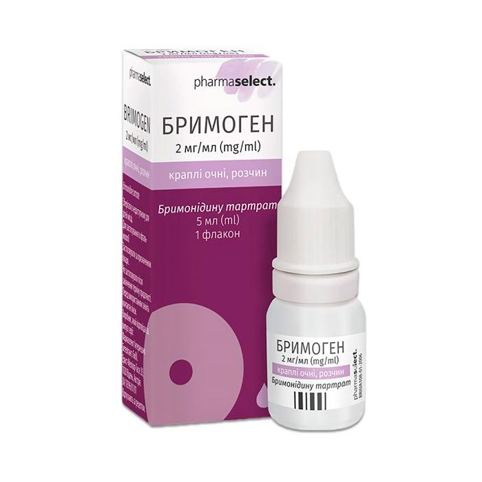 Бримоген 2 мг/мл краплі очні 5 мл - фото №1 Бримоген 2 мг/мл краплі очні 5 мл